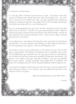 A note from, a mothers heart- it Is the day after Christmas and the