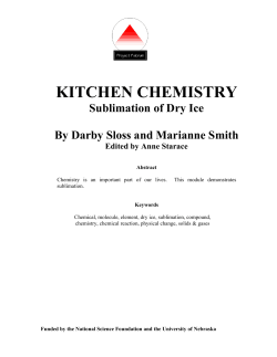 KITCHEN CHEMISTRY Sublimation of Dry Ice By Darby Sloss and