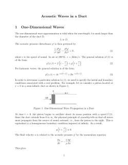 Acoustic Waves in a Duct 1 One