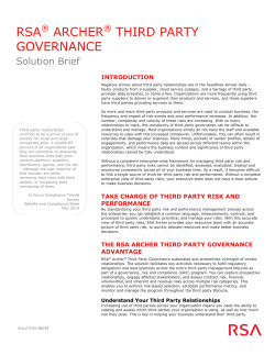 RSA&reg; ARCHER&reg; THIRD PARTY GOVERNANCE