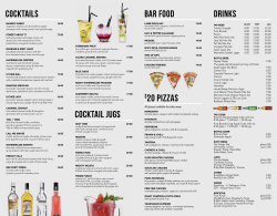cocktails bar food $20 pizzas cocktail jugs drinks
