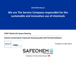 THE NEW STANDARD for Perchloroethylene in Dry Cleaning with