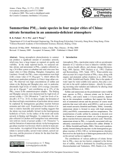 Summertime PM2.5 ionic species in four major cities of China