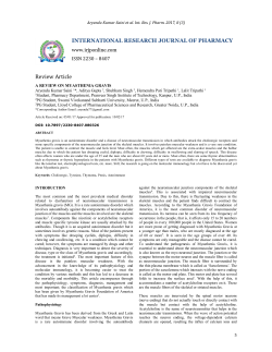 A review on Myasthenia gravis - International Research Journal of