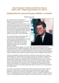 John F. Kennedy `President and the Press` Speech
