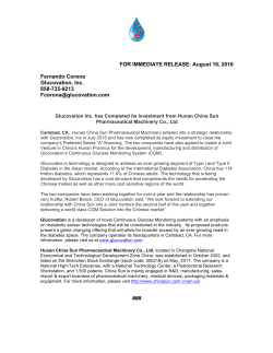 Glucovation Inc. has Completed its Investment from Hunan China
