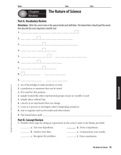 Chapter 1 Resource: The Nature of Science