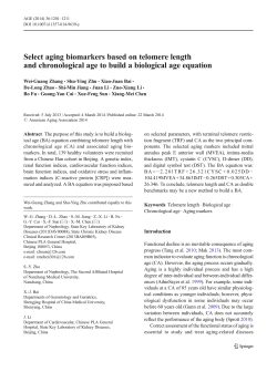 Select aging biomarkers based on telomere length and