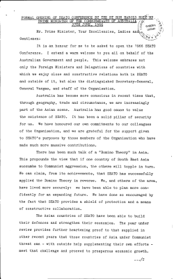 FORMAL OPENING OF SEATO CONFERENCE BY THE RT. HON