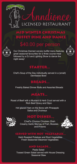 Mid-winter Christmas Buffet Menu