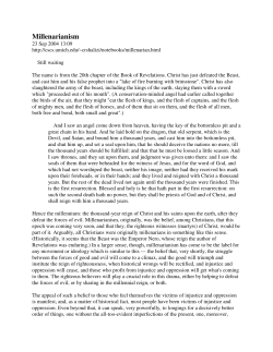 Notes on Millenarianism and the Apocalypse