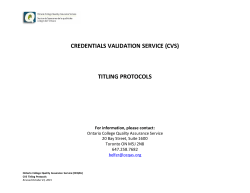 (cvs) titling protocols