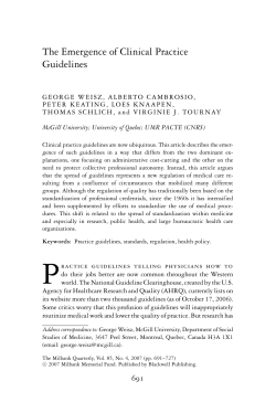 The Emergence of Clinical Practice Guidelines