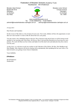 Mowden Junior School - Federation of Mowden Schools