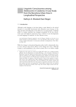 Linguistic Consciousness among Adolescents in Catalonia: A Case