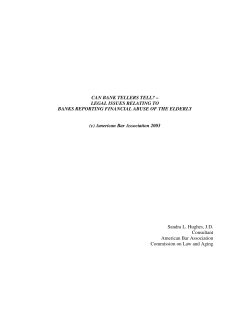 CAN BANK TELLERS TELL? &ndash; LEGAL ISSUES RELATING TO