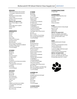 2017 Class Supply Lists - Richwoods R-VII