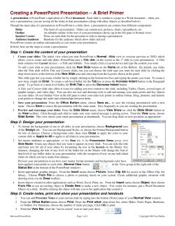 Creating a PowerPoint Presentation &ndash; A Brief Primer