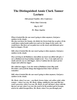 The Distinguished Annie Clark Tanner Lecture