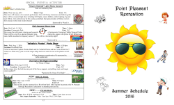 Pt. Pleasant Rec Center Summer 2016 Schedule