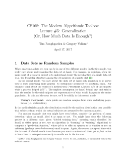 CS168: The Modern Algorithmic Toolbox Lecture #5: Generalization