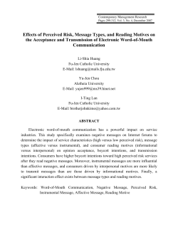 Effects of Perceived Risk, Message Types, and Reading Motives on