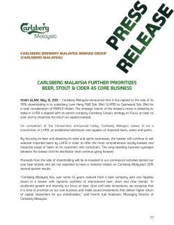 carlsberg malaysia further prioritizes beer, stout