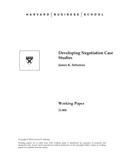 Developing Negotiation Case Studies