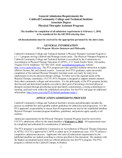 PTA Admission Information - Caldwell Community College