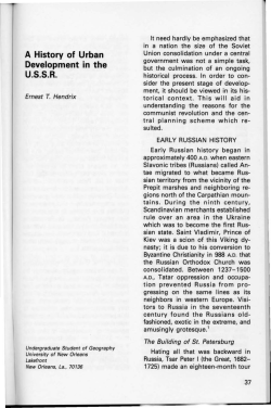 The History of Urban Development in the U.S.S.R.