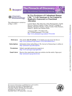 Alteration Replicative Senescence or Functional T Cell Clonotypes