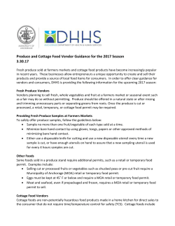 Produce and Cottage Food Vendor Guidance for the 2017 Season