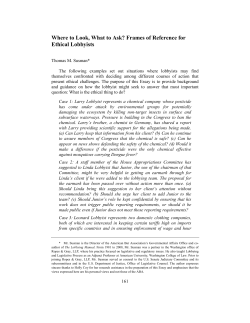 Frames of Reference for Ethical Lobbyists
