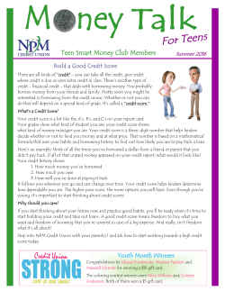 Summer 2016 - Northern Paper Mills Credit Union