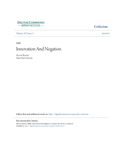 Innovation And Negation - Digital Commons@Wayne State University