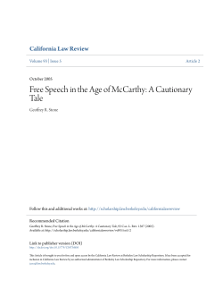 Free Speech in the Age of McCarthy: A Cautionary Tale