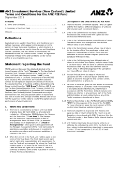 Definitions Statement regarding the Fund ANZ Investment Services