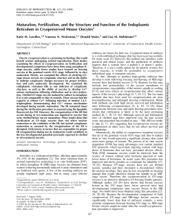 Maturation, Fertilization, and the Structure and Function of the