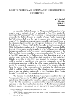Right to Property and Compensation under the Indian