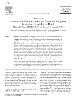 Prevalence and Frequency of Internet Harassment Instigation