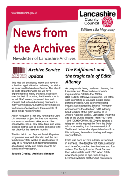 News from the Archives edition 182 (May 2017).