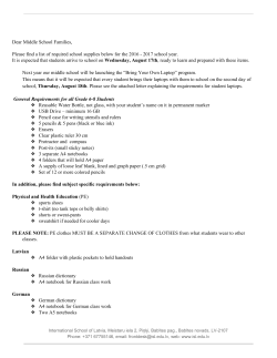 Dear Middle School Families, Please find a list of required school