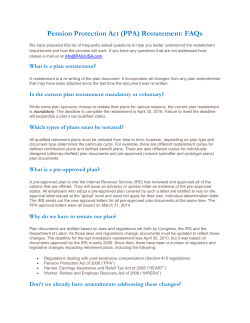 Pension Protection Act (PPA) Restatement: FAQs