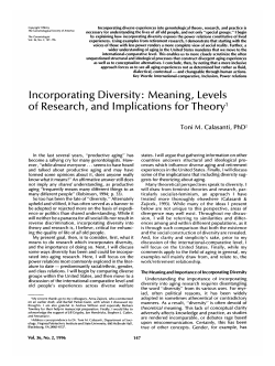 Incorporating Diversity: Meaning, Levels of Research, and