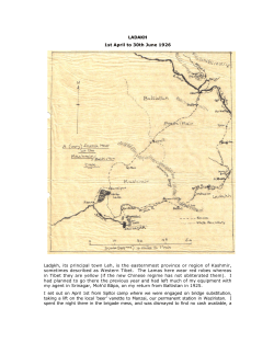 LADAKH 1st April to 30th June 1926
