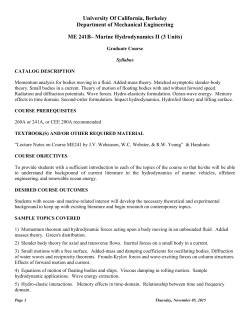 Marine Hydrodynamics II - UC Berkeley Mechanical Engineering