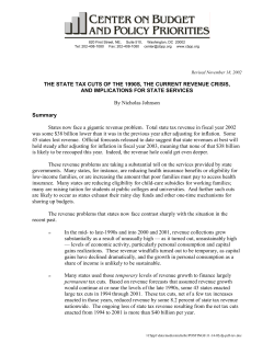 THE STATE TAX CUTS OF THE 1990S, THE CURRENT REVENUE