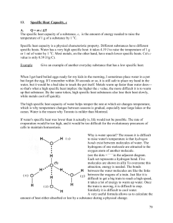 79 13. Specific Heat Capacity, c A. Q = m c ∆T The specific heat