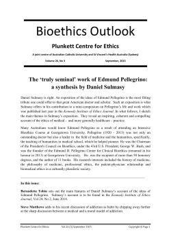 Bioethics Outlook Vol 26, No. 3 September 2015 (PDF File