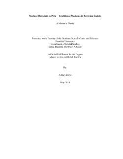 Medical Pluralism in Peru&mdash;Traditional Medicine in